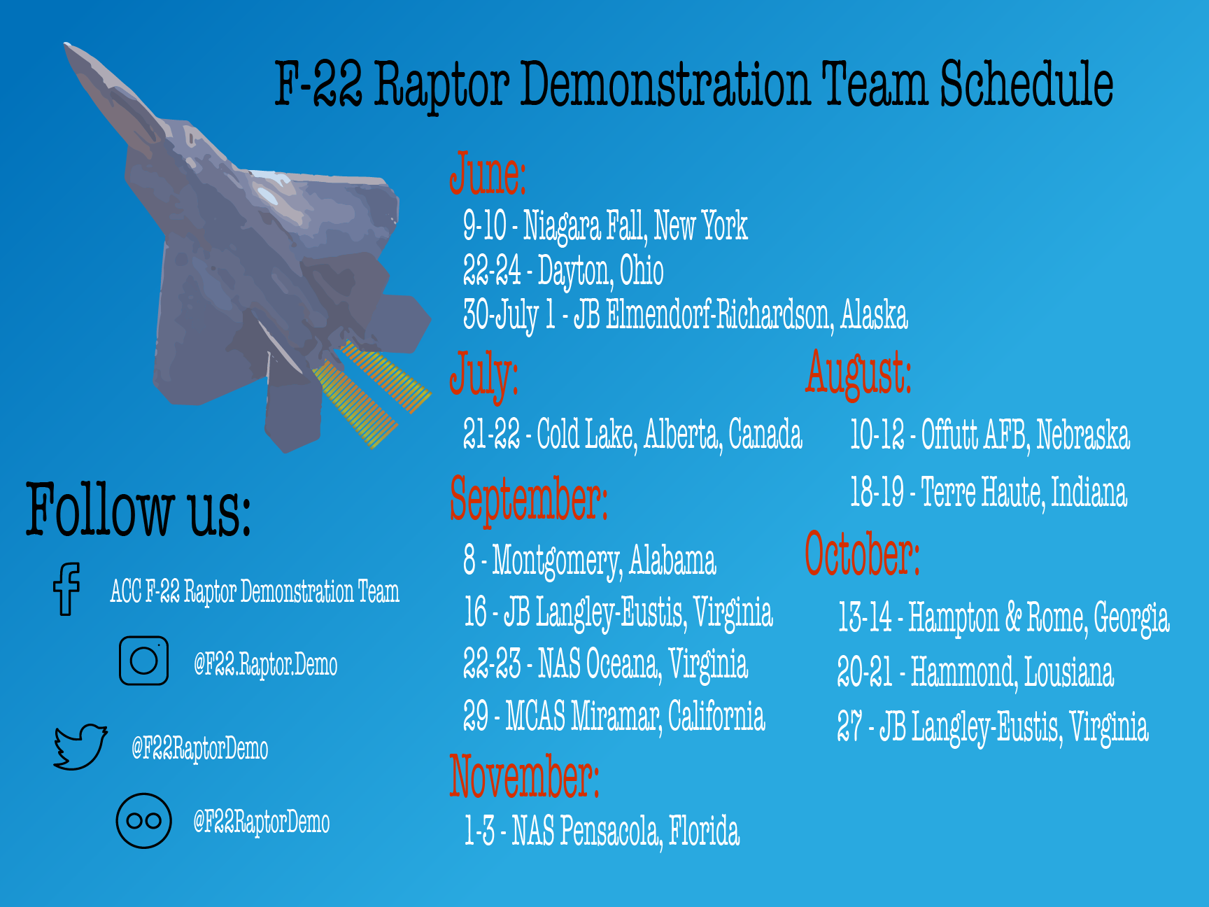 F22 Demo Team 2025 Schedule Blanca Madlen